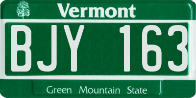 VT license plate BJY163