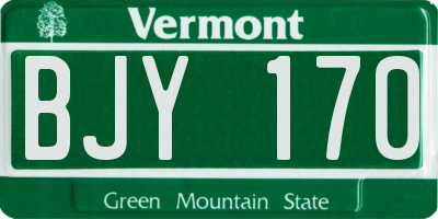 VT license plate BJY170