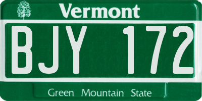 VT license plate BJY172