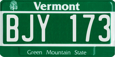 VT license plate BJY173