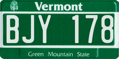 VT license plate BJY178