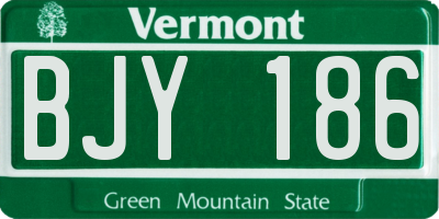 VT license plate BJY186