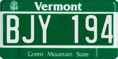 VT license plate BJY194