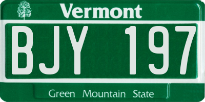 VT license plate BJY197