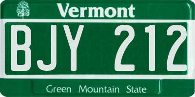 VT license plate BJY212