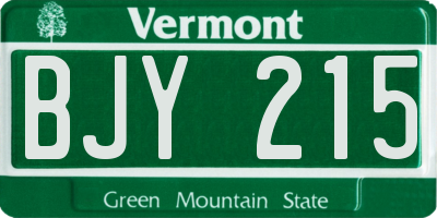 VT license plate BJY215