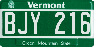 VT license plate BJY216