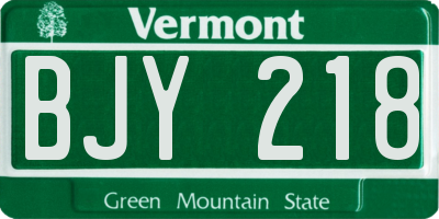 VT license plate BJY218