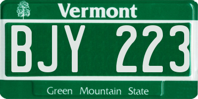 VT license plate BJY223