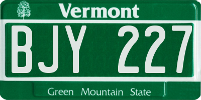 VT license plate BJY227