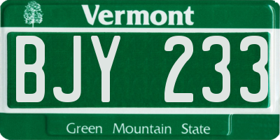 VT license plate BJY233