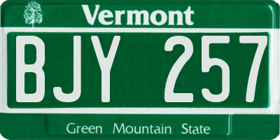 VT license plate BJY257