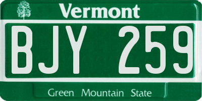 VT license plate BJY259