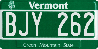 VT license plate BJY262