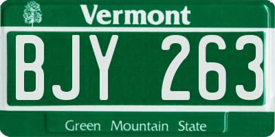 VT license plate BJY263