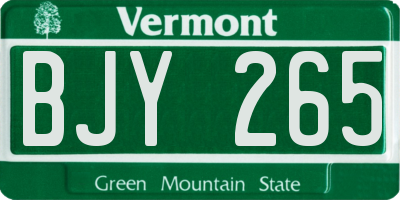 VT license plate BJY265