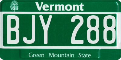 VT license plate BJY288