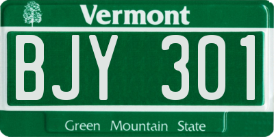 VT license plate BJY301
