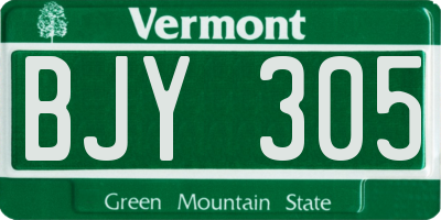 VT license plate BJY305