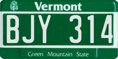 VT license plate BJY314
