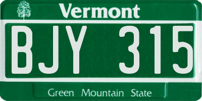 VT license plate BJY315