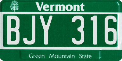 VT license plate BJY316