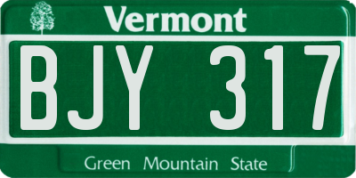 VT license plate BJY317