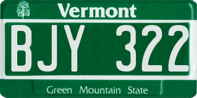 VT license plate BJY322