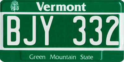 VT license plate BJY332