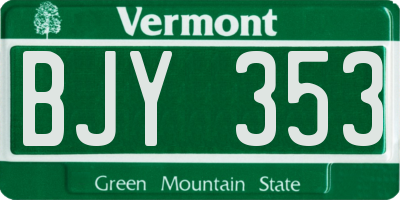 VT license plate BJY353