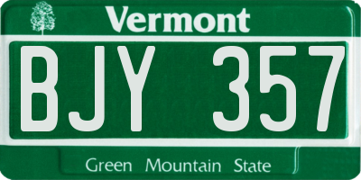 VT license plate BJY357