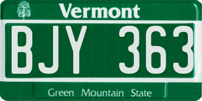 VT license plate BJY363