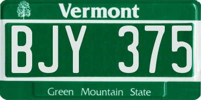 VT license plate BJY375
