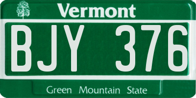 VT license plate BJY376