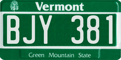 VT license plate BJY381