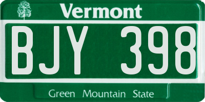 VT license plate BJY398