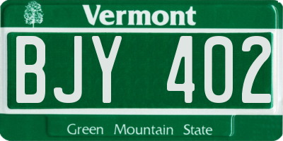VT license plate BJY402