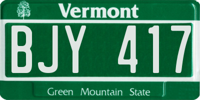 VT license plate BJY417
