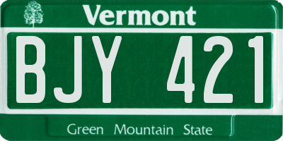 VT license plate BJY421