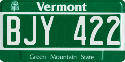VT license plate BJY422