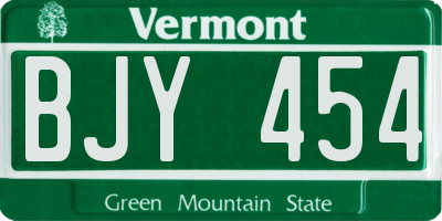 VT license plate BJY454