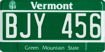 VT license plate BJY456