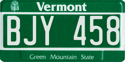VT license plate BJY458