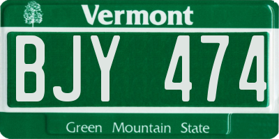 VT license plate BJY474
