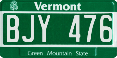 VT license plate BJY476