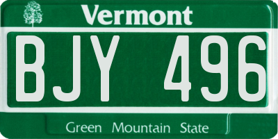VT license plate BJY496