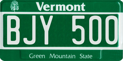 VT license plate BJY500