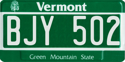 VT license plate BJY502