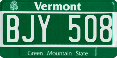 VT license plate BJY508