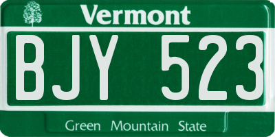 VT license plate BJY523
